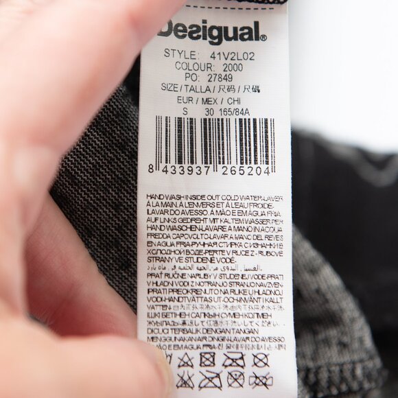 Desigual Knit Dress Midi Sheath Floral Cap Sleeve Black Grey Size Small - Picture 4 of 5